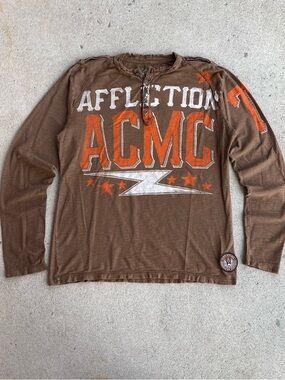 Y2k Brown Affliction Henley Longsleeve